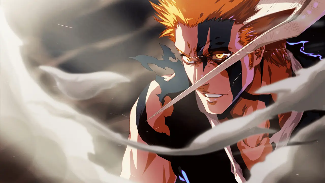 Ichigo Kurosaki wallpaper art with orange hair and black kimono